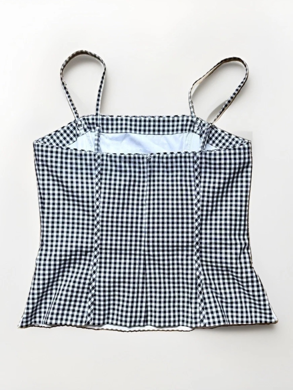 White House Black Market 10 Gingham Corset Top Bustier Bodice Removable Strap - Picture 2 of 8